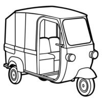 Auto Rickshaw outline illustration digital coloring book page line art drawing vector