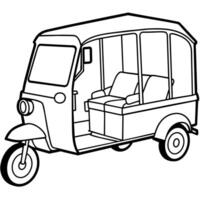 Auto Rickshaw outline illustration digital coloring book page line art drawing vector