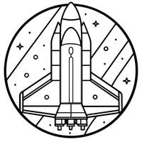 Space shuttle outline coloring book page line art illustration digital drawing vector