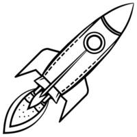 rocket outline illustration digital coloring book page line art drawing vector