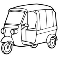 Auto Rickshaw outline illustration digital coloring book page line art drawing vector