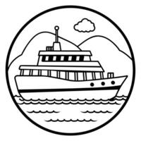 ferry outline illustration digital coloring book page line art drawing vector