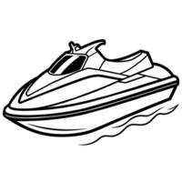 Jet ski outline illustration digital coloring book page line art drawing vector