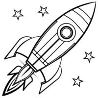 rocket outline illustration digital coloring book page line art drawing vector