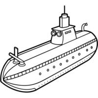 submarine outline coloring book page line art illustration digital drawing vector