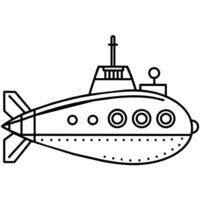 submarine outline coloring book page line art illustration digital drawing vector