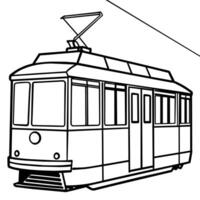 Tram outline coloring book page line art illustration digital drawing vector