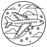 airplane outline illustration digital coloring book page line art drawing vector