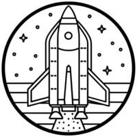 Space shuttle outline coloring book page line art illustration digital drawing vector