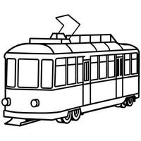 Tram outline coloring book page line art illustration digital drawing vector