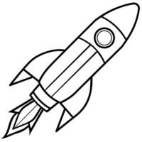 rocket outline illustration digital coloring book page line art drawing vector