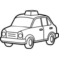 Taxi outline coloring book page line art illustration digital drawing vector