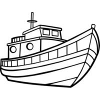 boat outline illustration digital coloring book page line art drawing vector