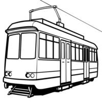 Tram outline coloring book page line art illustration digital drawing vector