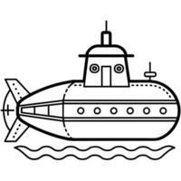 submarine outline coloring book page line art illustration digital drawing vector