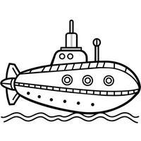 submarine outline coloring book page line art illustration digital drawing vector