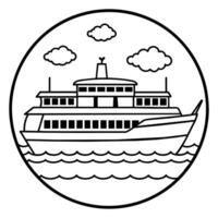 ferry outline illustration digital coloring book page line art drawing vector