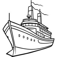 ship outline illustration digital coloring book page line art drawing vector