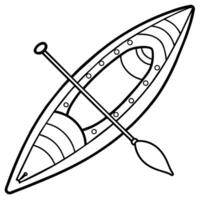 kayak outline illustration digital coloring book page line art drawing vector
