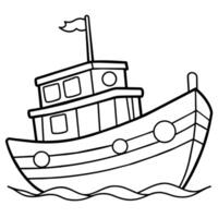 boat outline illustration digital coloring book page line art drawing vector