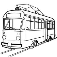 Tram outline coloring book page line art illustration digital drawing vector