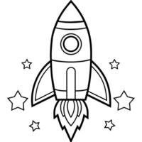 rocket outline illustration digital coloring book page line art drawing vector