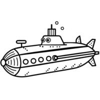 submarine outline coloring book page line art illustration digital drawing vector