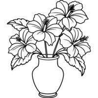hibisco flor ramo de flores ilustración colorante libro página diseño, hibisco flor ramo de flores negro y blanco línea Arte dibujo colorante libro paginas para niños y adultos vector