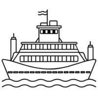 ferry outline illustration digital coloring book page line art drawing vector