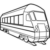 Train outline coloring book page line art illustration digital drawing vector