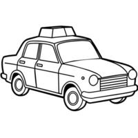 Taxi outline coloring book page line art illustration digital drawing vector