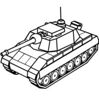 Tank outline coloring book page line art illustration digital drawing vector