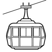 Cable car outline illustration digital coloring book page line art drawing vector