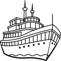 ship outline illustration digital coloring book page line art drawing vector