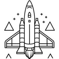 Space shuttle outline coloring book page line art illustration digital drawing vector