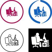 Computer Worker Icon Design vector