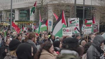 Manchester, uk, maart 23, 2024 - demonstratie eer de kinderen van Gaza Bij st. peter's plein video