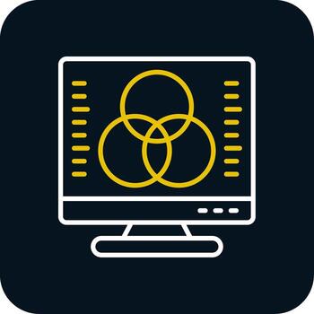 Desktop Computer Line Red Circle Icon vector