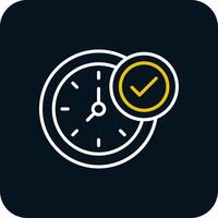 reloj línea amarillo blanco icono vector