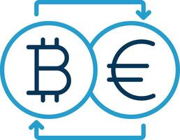 bitcoin cambiador línea azul dos color icono vector