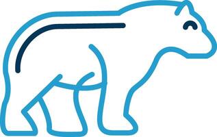oso línea azul dos color icono vector