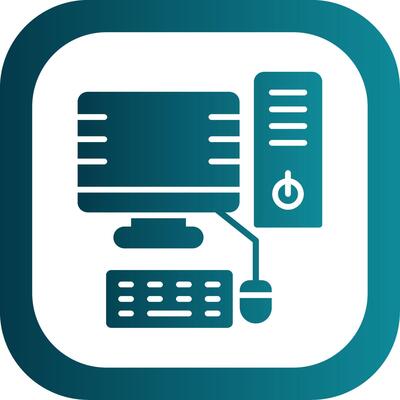 Desktop Computer Glyph Gradient Corner Icon