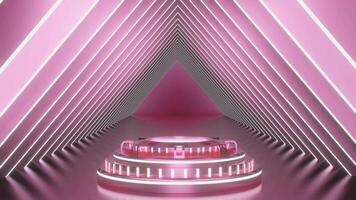 3d abstrakt rosa valentine neon lampor bakgrund tema med modern podium studio, Fantastisk för visa och promotoin produkt video
