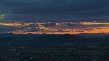 Sunset overlooking the mountains,ocean and village video