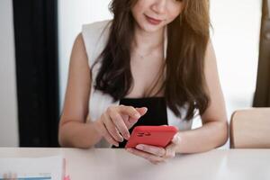 A businesswoman completes KYC using an online banking program in order to open a digital savings account. The definition of cyber security. photo