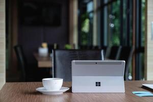 CHIANGMAI, THAILAND - OCT 15, 2020 . Microsoft Surface tablet on desk. created by Microsoft for Windows 10 photo