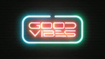 Good Vibes Neon Sign Animated Frame Motion Background video