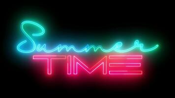 Sommer- Zeit Zeichen Neon- animiert Bewegung Hintergrund video