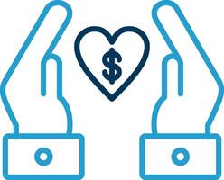 Chrity Donation Line Blue Two Color Icon vector