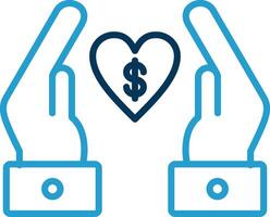 Chrity Donation Line Blue Two Color Icon vector